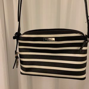 Kate Spade Navy and Blue Striped Crossbody Bag with Keychain